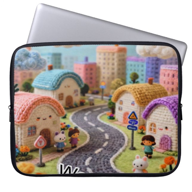 Wollen dorp  laptop sleeve (Voorkant)