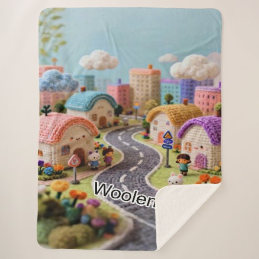 Wollen dorp  sherpa deken (Voorkant)