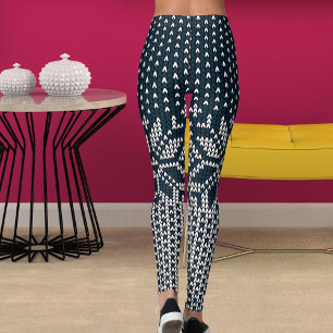 Wollen Gebreide Kerst- en Nieuwjaarsbloempatroon Leggings