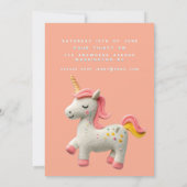 Wollen Gevoelde Eenhoring Nummer Verjaardagsfeestj Kaart (Achterkant)