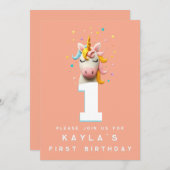 Wollen Gevoelde Eenhoring Nummer Verjaardagsfeestj Kaart (Voorkant / Achterkant)