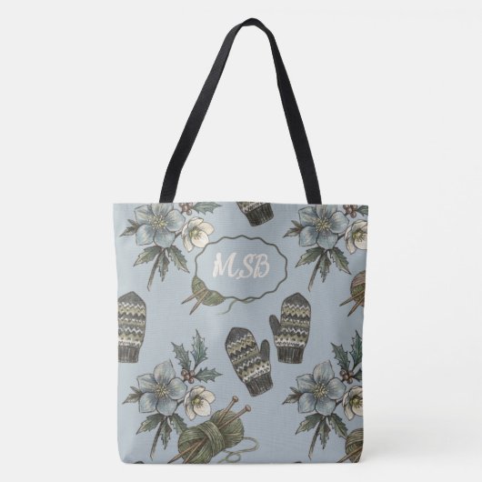 Wollen Handschoenen Breien Tote Bag (Voorkant)