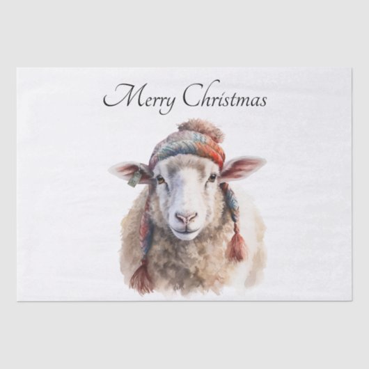 Wollen muts Kerstschaap Aangepaste tekst Tissuepapier (Voorkant)