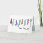 Wollen Mutsen en Sjaals Funny Schattige Waterverf Feestdagen Kaart (Voorkant)