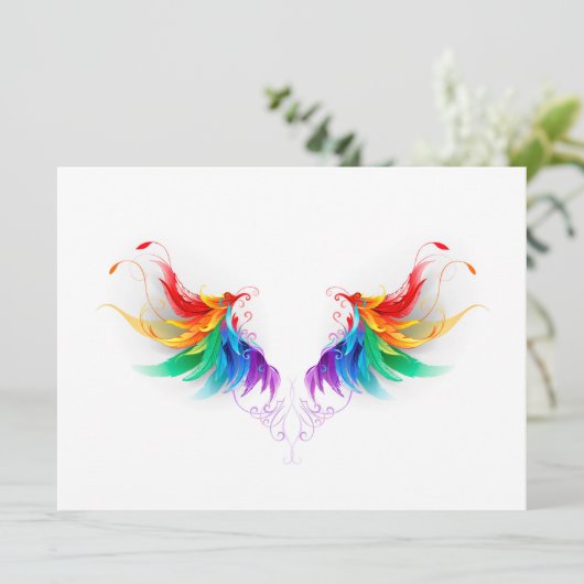 Wollen Regenboogvleugels Aankondiging (Staand voorkant)