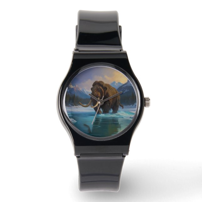 Wollige mammoet en Rocky Mountains Horloge (Voorkant)