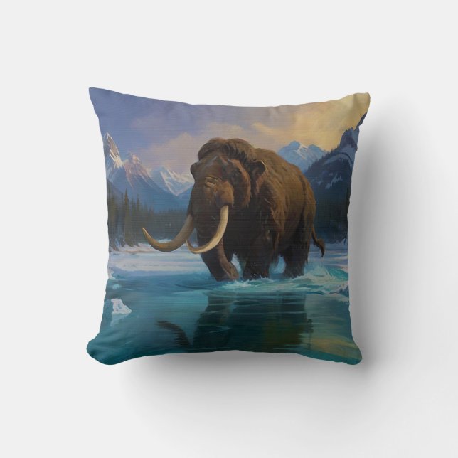 Wollige mammoet en Rocky Mountains Kussen (Voorkant)