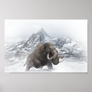 Wollige mammoet Prehistorische Dierlijke ijstijd Poster