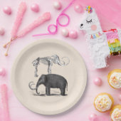 Wollige Mammoth Prehistorische Olifant en Skelet Papieren Bordje (Feest)