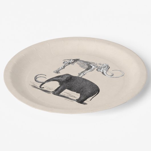 Wollige Mammoth Prehistorische Olifant en Skelet Papieren Bordje (Gekanteld)