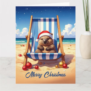 Wollige Wombat Kerstman hoed Prettig Kerstfeest Kaart