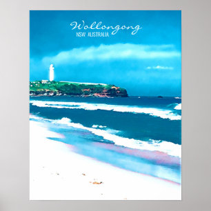 Wollongong Beach vuurtoren NSW Poster