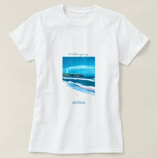Wollongong Beach vuurtoren NSW T-shirt (Design voorkant)