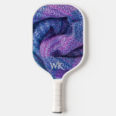 wolmix Paarse en blauwe monogram Pickleball Paddle (Achterkant)