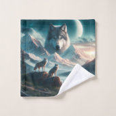 Wolven bij Dawn Wildlife Bad Handdoek (Wasdoekje)
