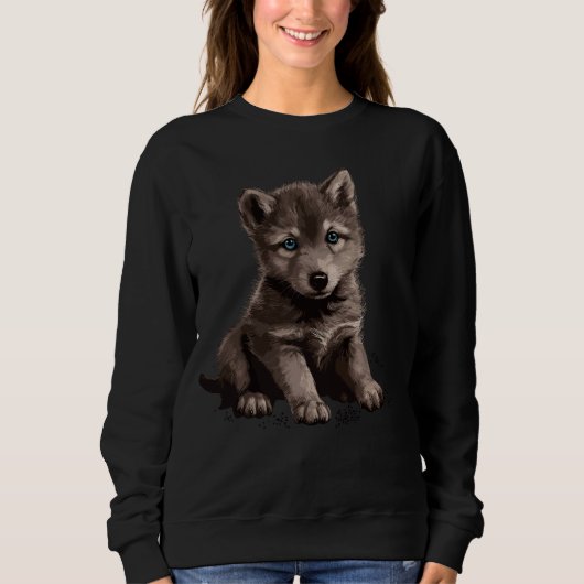 Wolven Blue Eyes Natuur Pack Forest Cub Wolf Trui (Voorkant)