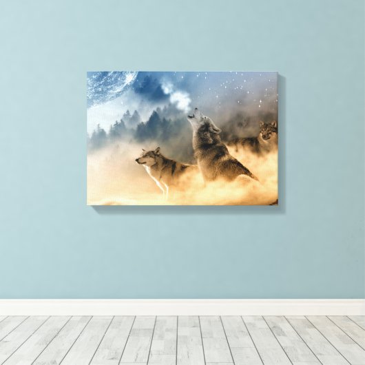 Wolven Canvas Afdruk (Insitu (Houten vloer))