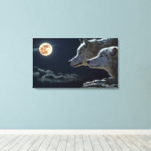 Wolven Couple Design Stretted Canvas Print (Insitu (Houten vloer))