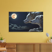Wolven Couple Design Stretted Canvas Print (Insitu (Woonkamer))