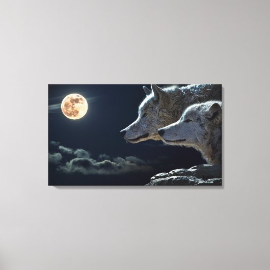 Wolven Couple Design Stretted Canvas Print (Voorkant)
