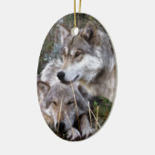 Wolven ~ Digitale oliefilter Keramisch Ornament (Links)