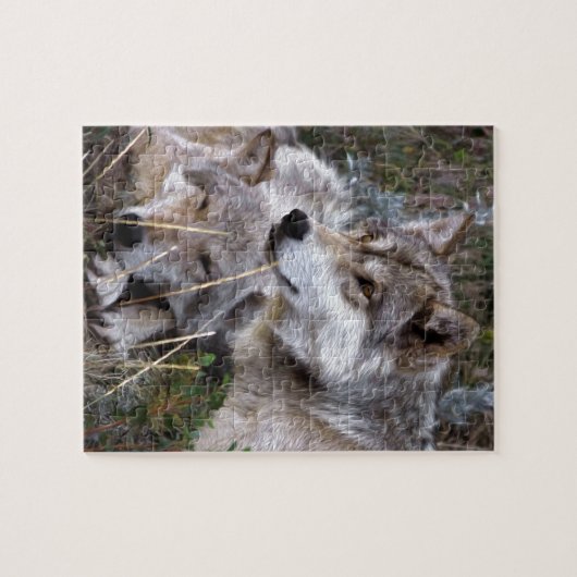 Wolven ~ Digitale oliefilter Legpuzzel (Horizontaal)