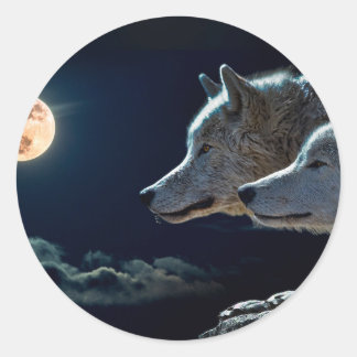 Wolven en de stomme maan ronde sticker