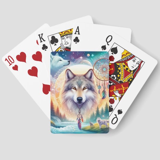 Wolven en Dreamcatcher Foto Montage Pokerkaarten (Achterkant)