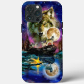 Wolven en Moon Hoesje-Mate iPhone Case (Achterkant)