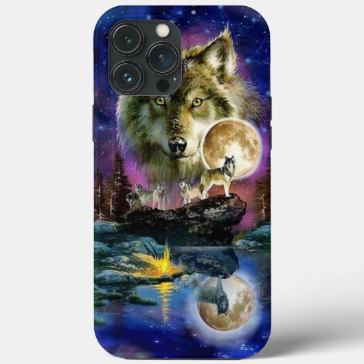 Wolven en Moon Hoesje-Mate iPhone Case (Achterkant)