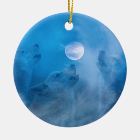 Wolven en Moon Native American Gifts Keramisch Ornament (Voorkant)