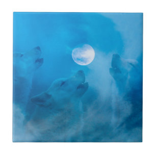 Wolven en Moon Native American Gifts Tegeltje