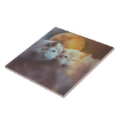 Wolven en Moon Surreal Fine Art Tegeltje (Zijkant)