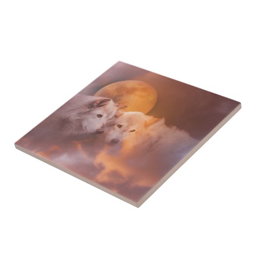 Wolven en Moon Tegeltje (Zijkant)