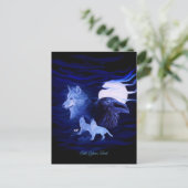 Wolven en Raven met volle maan Briefkaart (Staand voorkant)
