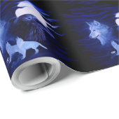 Wolven en Raven met volle maan Cadeaupapier (Rol Hoek)