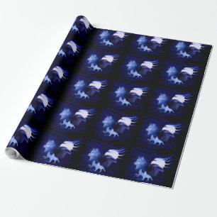 Wolven en Raven met volle maan Cadeaupapier