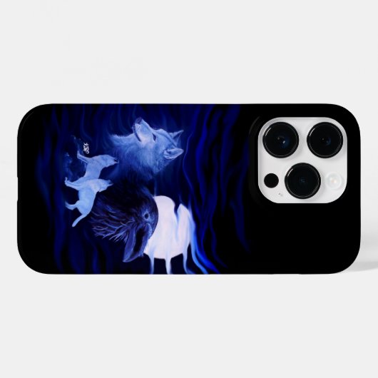 Wolven en Raven met volle maan Case-Mate iPhone Case (Achterkant (horizontaal))