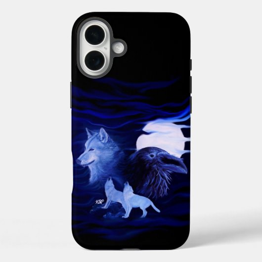 Wolven en Raven met volle maan Case-Mate iPhone Case (Achterkant)
