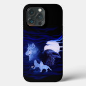 Wolven en Raven met volle maan Case-Mate iPhone Case (Achterkant)