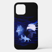 Wolven en Raven met volle maan Case-Mate iPhone Case (Achterkant)