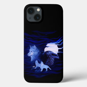 Wolven en Raven met volle maan Case-Mate iPhone Case