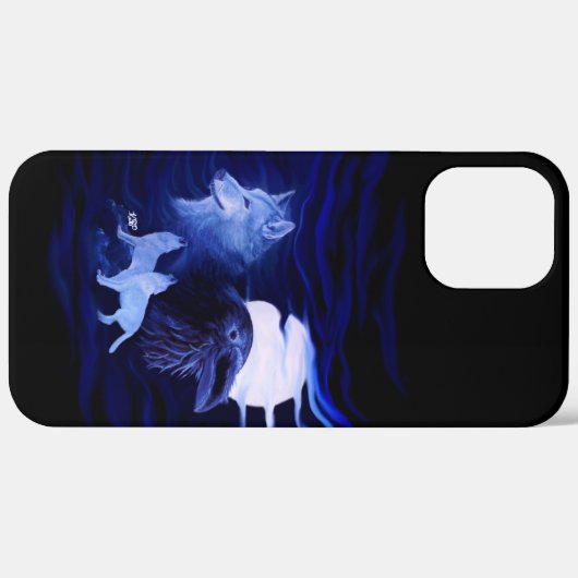 Wolven en Raven met volle maan Case-Mate iPhone Case (Achterkant / Rechts)