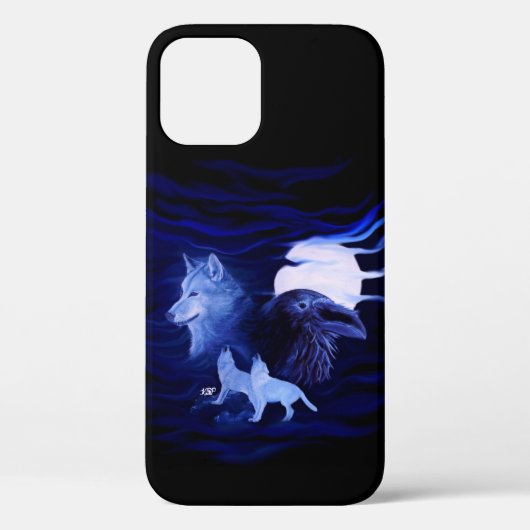 Wolven en Raven met volle maan Case-Mate iPhone Case (Achterkant)