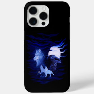 Wolven en Raven met volle maan iPhone 15 Pro Max Hoesje