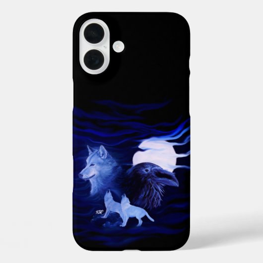 Wolven en Raven met volle maan Case-Mate iPhone Case (Achterkant)