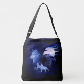 Wolven en Raven met volle maan Crossbody Tas (Achterkant)