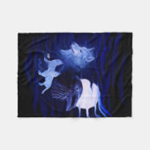 Wolven en Raven met volle maan Fleece Deken (Voorkant (Horizontaal))