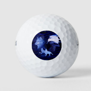 Wolven en Raven met volle maan Golfballen
