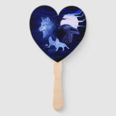 Wolven en Raven met volle maan Handwaaier (Achterkant)